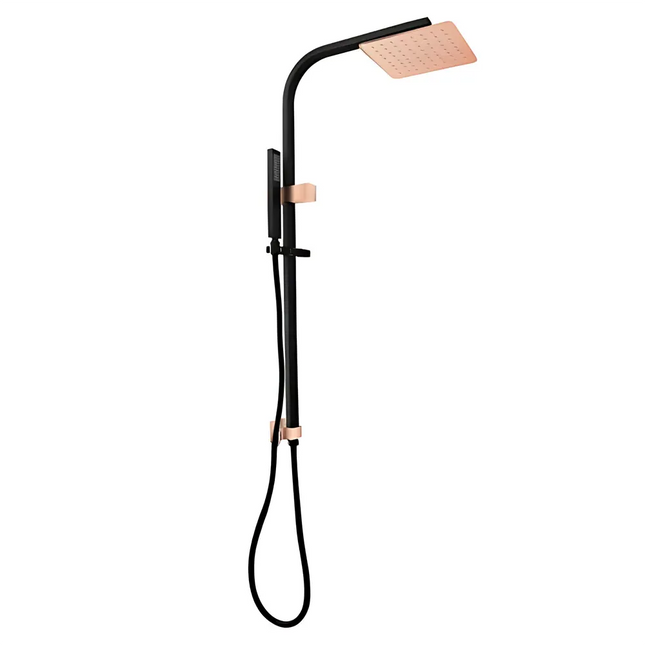 8'' Square Shower Station Top Water Inlet Matt Black & Rose Gold ,