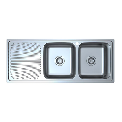 Otus Stainless Steel Sink Double Bowls & Drainer Sink 1180 X 480 X 178mm