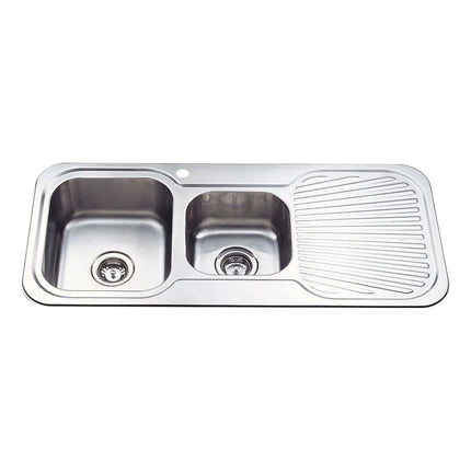 Cora Stainless Steel Sink 1 & 3/4 Bowl & Single Drainer 1080 X 480 X 170mm