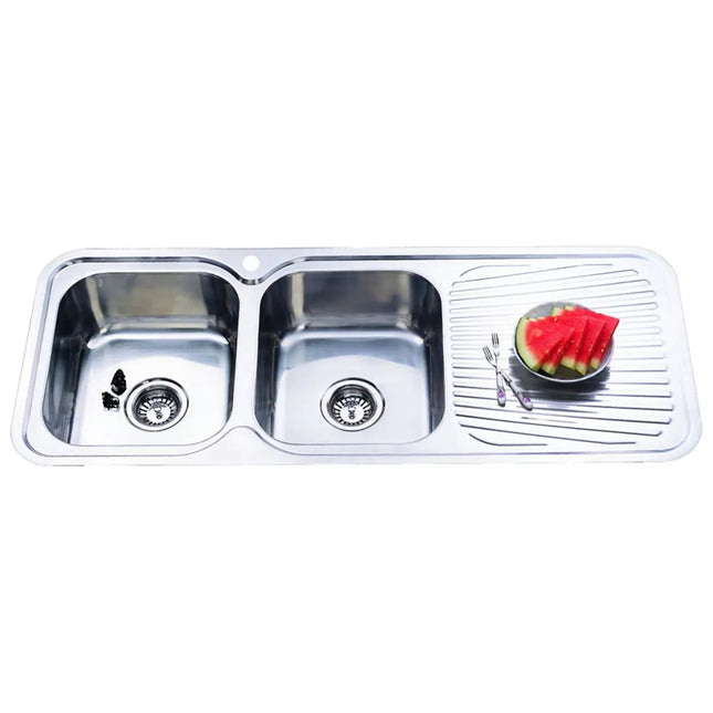 Cora Stainless Steel Sink Double Bowls & Single Drainer 1180 X 480 X 170mm