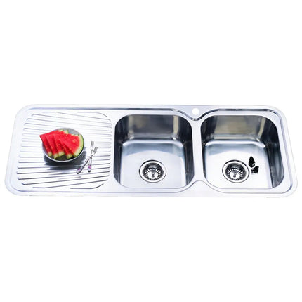 Cora Stainless Steel Sink Double Bowls & Single Drainer 1180 X 480 X 170mm