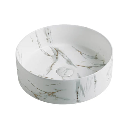 Matt Round Above Counter Basin White Carrara 352X352X112