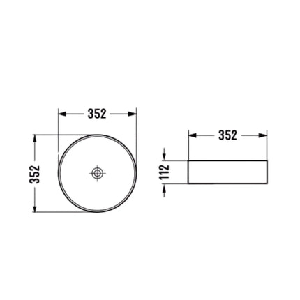 Matt Round Above Counter Basin White Carrara 352X352X112