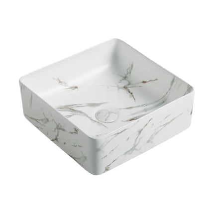 Matt Square Above Counter Basin White Carrara 360X360X130