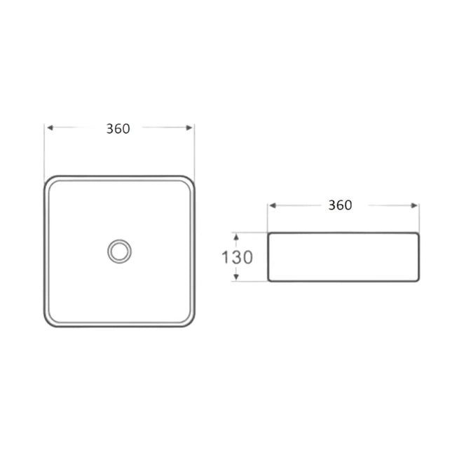 Matt Square Above Counter Basin White Carrara 360X360X130