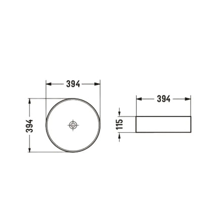 Matt Round Above Counter Basin White Marble 394X394X115