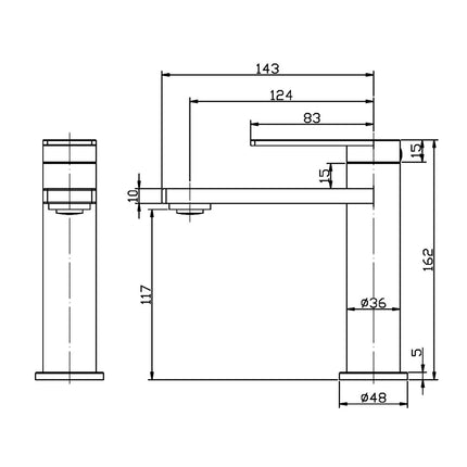 Ruki Basin Mixer Chrome, 2 Sizes