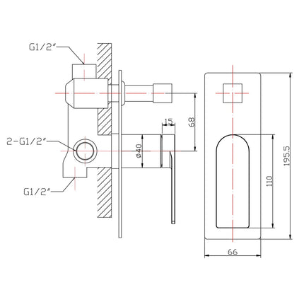 Ruki Wall Mixer with Diverter Chrome