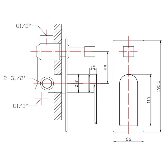 Ruki Wall Mixer with Diverter Chrome