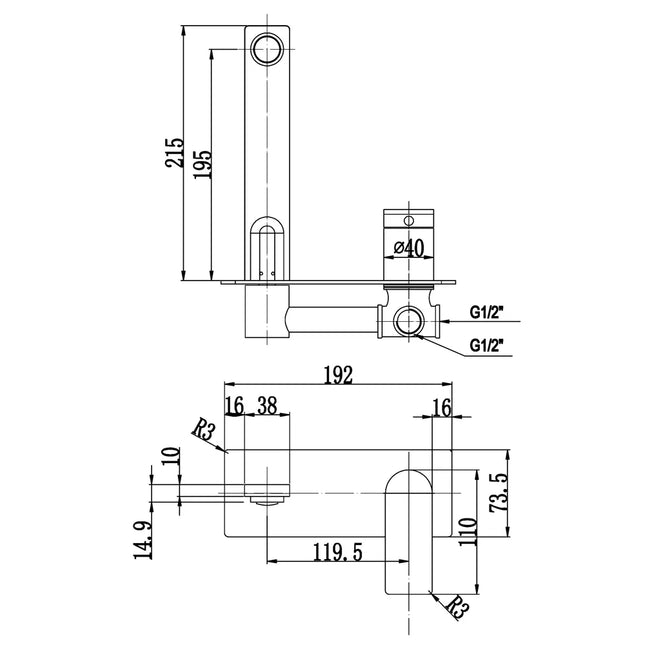 Ruki Wall Basin Mixer with Spout Chrome