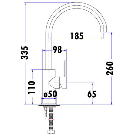 Otus Pin Handle Gooseneck Sink Mixer Chrome