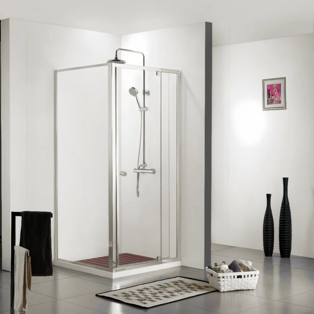 L shape Semi Frame Pivot Door Shower Screen with Return Panel 890-1010X2000mm Brushed Nickel