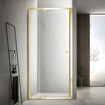 Wall to Wall Semi Frame Pivot Door Shower Screen 850-1150X2000mm Light Gold