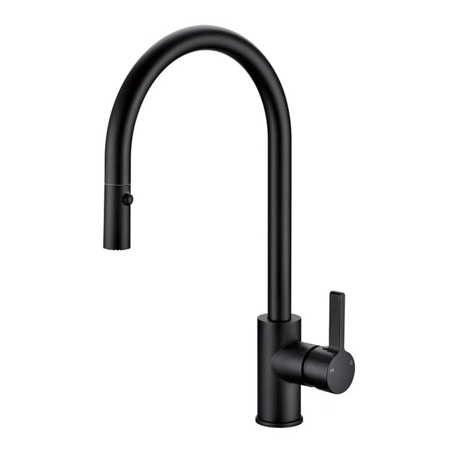 Otus Pull Out Gooseneck Sink Mixer Matt Black