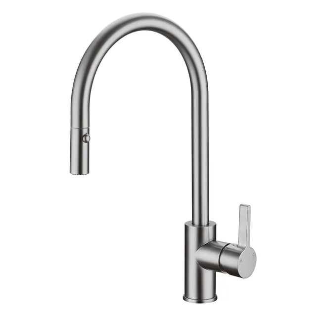 Otus Pull Out Gooseneck Sink Mixer Brushed Nickel