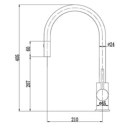 Otus Pull Out Gooseneck Sink Mixer Brushed Nickel