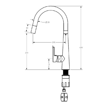 Otus Luxa Pull Out Sink Mixer Matt Black
