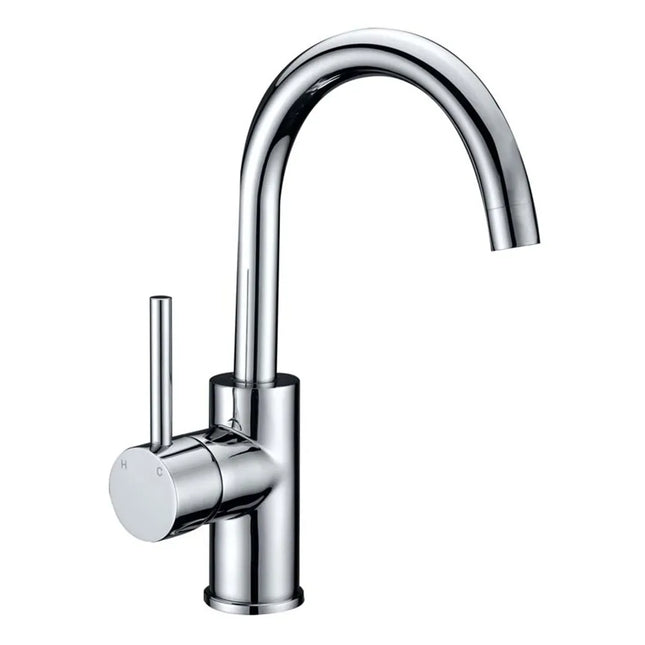 Otus Pin Handle Gooseneck Basin Mixer Chrome