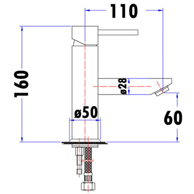 Otus Pin Handle Basin Mixer Chrome, 2 Sizes
