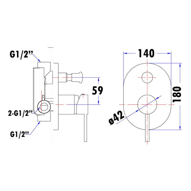 Otus Pin Handle Wall Mixer With Diverter Chrome