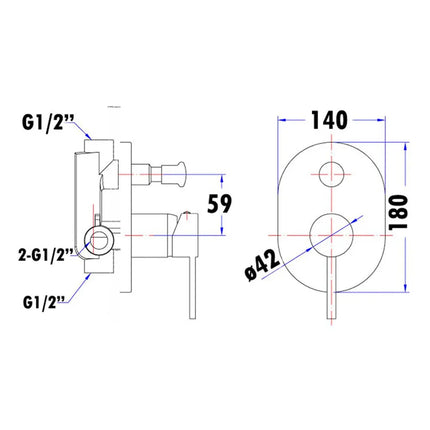 Otus Pin Handle Wall Mixer With Diverter Chrome