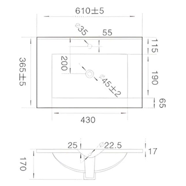 Slim Ceramic Top 610/760/910WX365DX170H