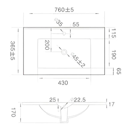 Slim Ceramic Top 610/760/910WX365DX170H