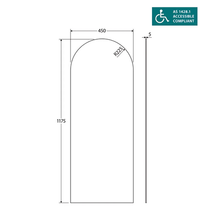 Fienza Arch Mirror Polished Pencil Edge Accessible Compliance ,