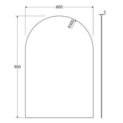 Fienza Arch Glue-On Mirror, Pencil Edge, 600 x 900mm ,