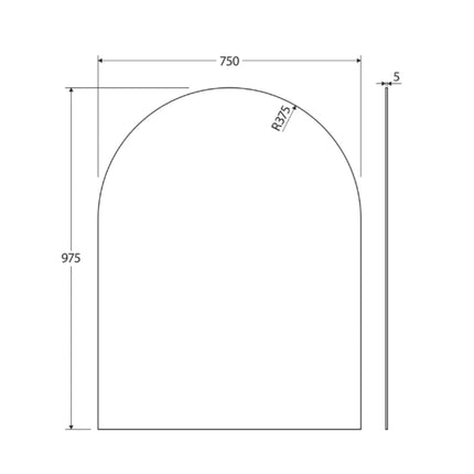 Fienza Arch Glue-On Mirror, Pencil Edge, 750 x 975mm ,