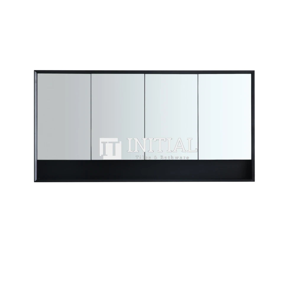 Petra 1500 Matte Black Shaving Cabinet, 4 Solid Doors ,