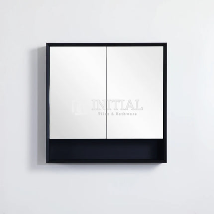 Petra 750 Matte Black Shaving Cabinet, 2 Solid Doors ,