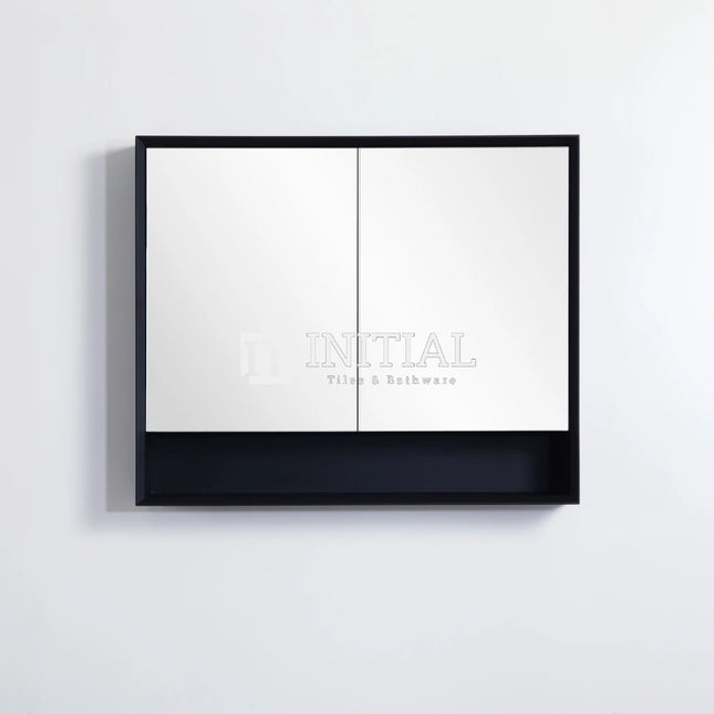 Petra 900 Matte Black Shaving Cabinet, 2 Solid Doors ,