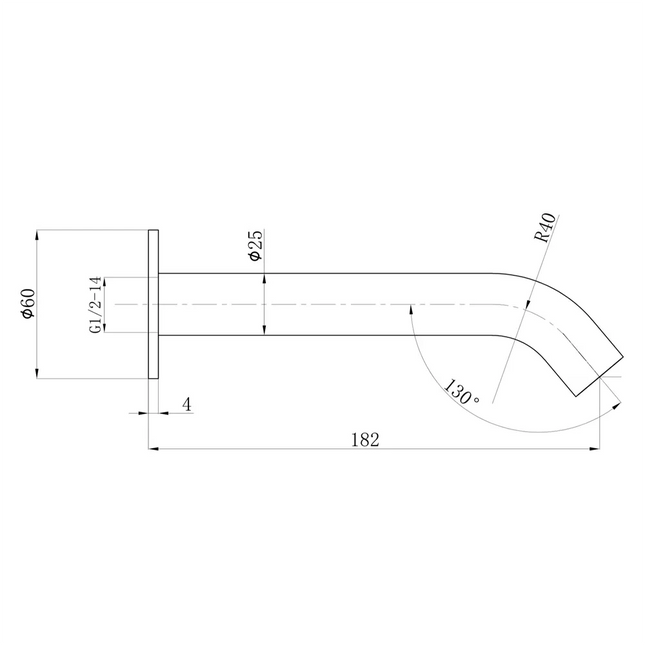 Otus Slimline SS Bath Spout Matt Black