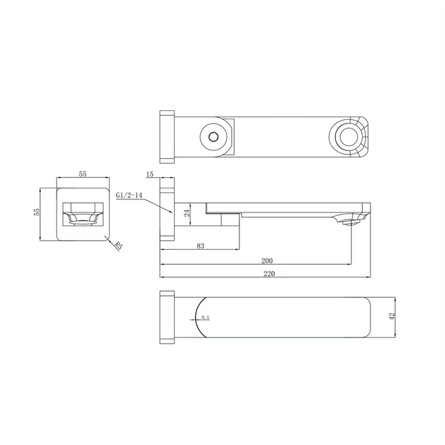 Ruki Swivel Bath Spout Gun Metal Grey