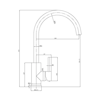 Otus Slimline Sink Mixer Stainless Steel