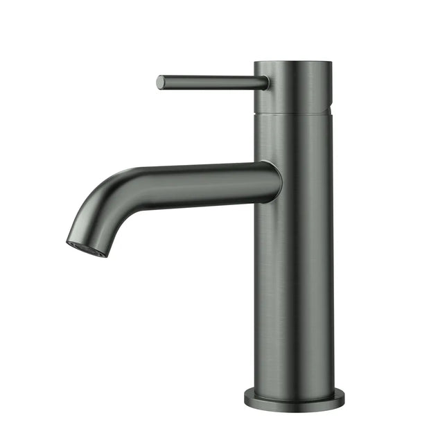 Otus Slimline SS Basin Mixer Curved Spout Gun Metal Grey, 2 Sizes