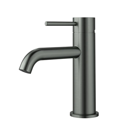 Otus Slimline SS Basin Mixer Curved Spout Gun Metal Grey, 2 Sizes