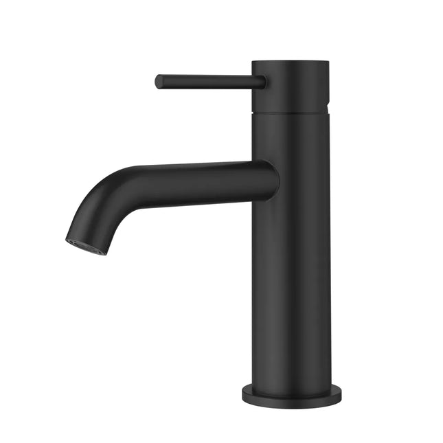 Otus Slimline SS Basin Mixer Curved Spout Matt Black, 2 Sizes