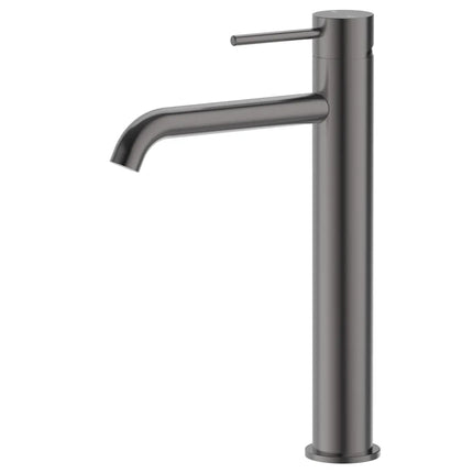 Otus Slimline SS Basin Mixer Curved Spout Gun Metal Grey, 2 Sizes