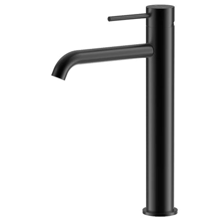 Otus Slimline SS Basin Mixer Curved Spout Matt Black, 2 Sizes