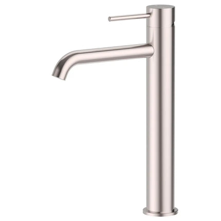 Otus Slimline SS Basin Mixer Curved Spout Stainless Steel, 2 Sizes