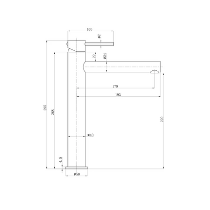 Otus Slimline SS Basin Mixer Brushed Gold, 2 Sizes