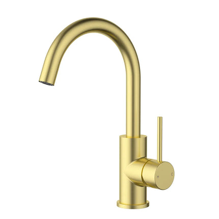 Otus Slimline SS Gooseneck Basin Mixer Brushed Gold