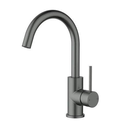 Otus Slimline SS Gooseneck Basin Mixer Gun Metal Grey