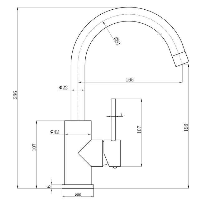 Otus Slimline SS Gooseneck Basin Mixer Stainless Steel