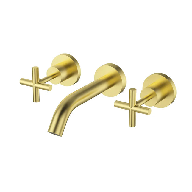 PLNZ Bath Set Curved Spout Brushed Gold
