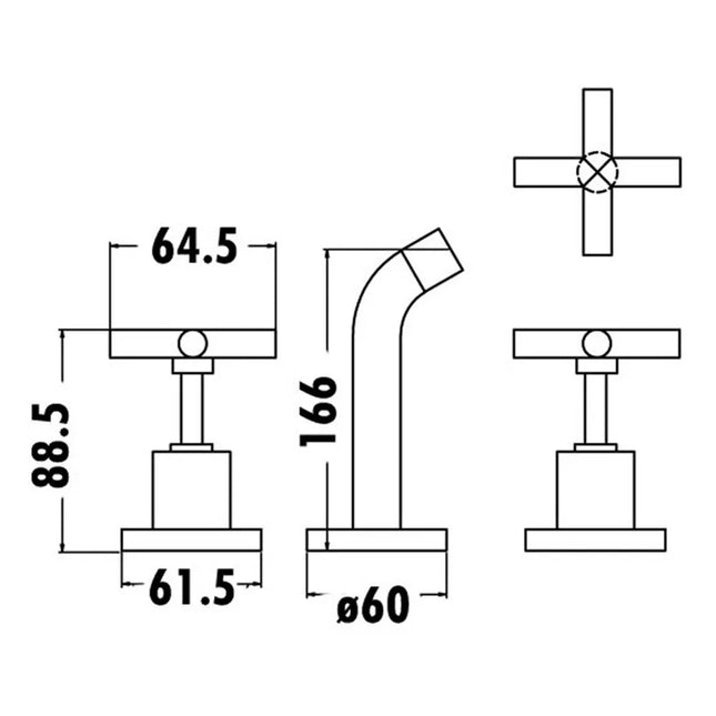 PLNZ Bath Set Curved Spout Brushed Gold
