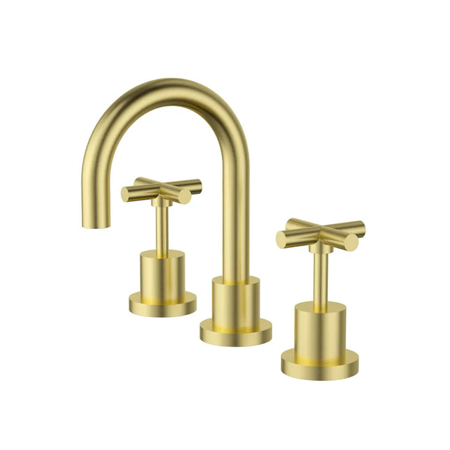 PLNZ Basin Tap Set Gooseneck Spout Brushed Gold