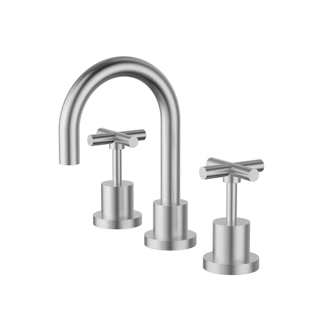 PLNZ Basin Tap Set Gooseneck Spout Brushed Nickel